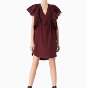 See By Chloe Burgundy Cotton Mini Dress Size 4 NWT